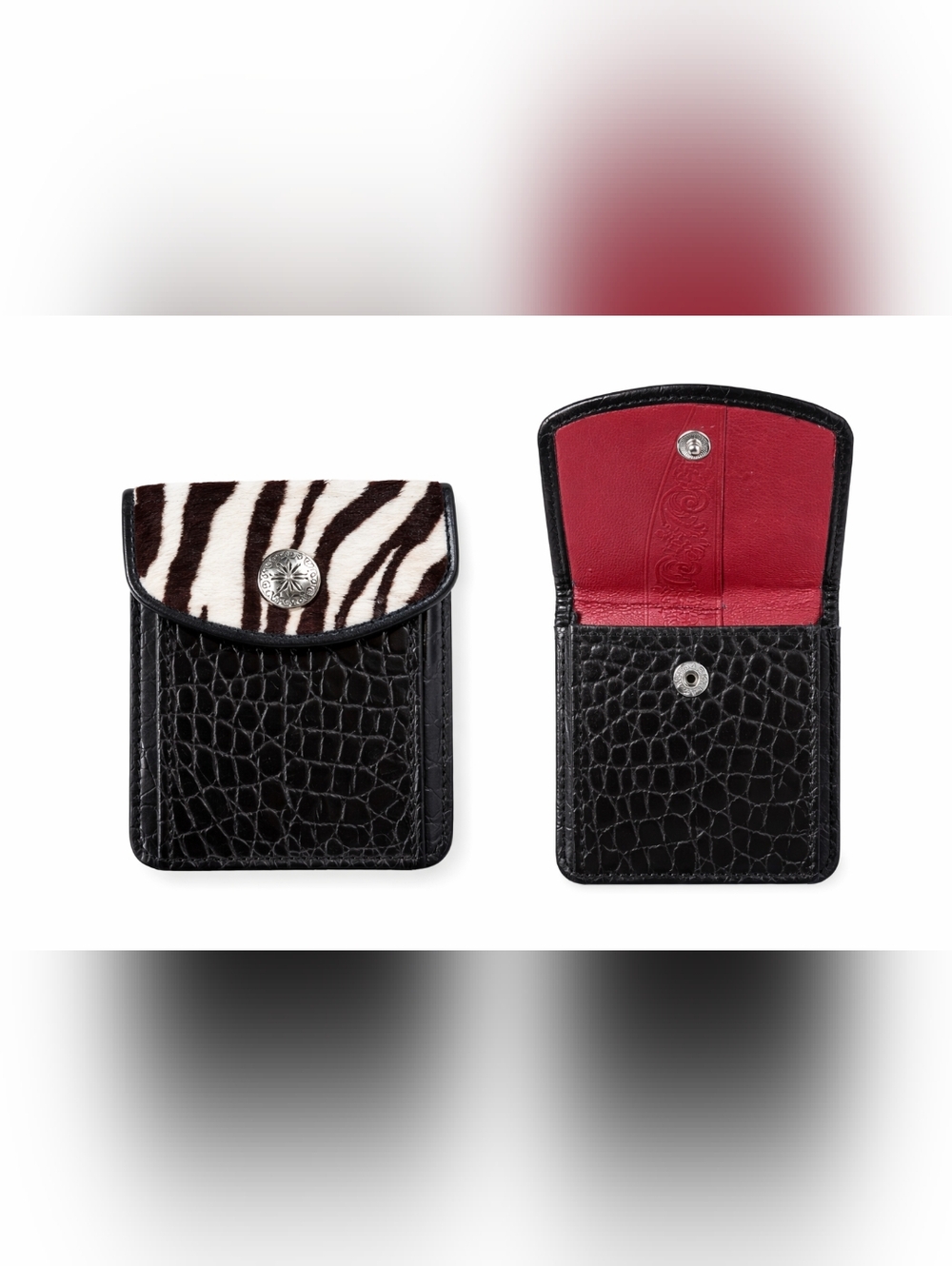 Brighton Compact Wallet Haircalf Flap & Croc Embossed Leather Body - Picture 9 of 9